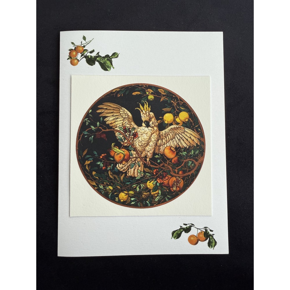 Carte d'Art - Théophile Soyer : Face à face hostile entre un cacatoès et un lézard